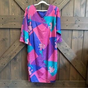 Vibrant Vintage Floral Patchwork Dress